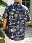 Mens Aerospace Machine Print Casual Breathable Short Sleeve Hawaiian Shirt