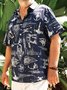 Big Size Universe Space Shuttle Chest Pocket Short Sleeve Casual Shirt