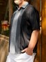 Big Size Art Geometric Lapel Short Sleeve Bowling Shirt
