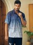 Gradient Texture Chest Pocket Short Sleeve Casual Shirt