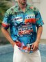 Men's Coconut Tree Print Casual Vacation Short Sleeve Hawaiian Shirt
