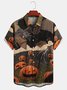 Men's Halloween Pumpkin Print Moisture Wicking Fabric Fashion Lapel Short Sleeve Shirts