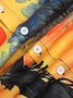 Men's Halloween Print Short Sleeve Hawaiian Shirt with Chest Pocket