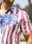 American Flag Coconut Tree Chest Pocket Short Sleeve Hawaiian Shirt