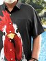 Big Size Rooster Chest Pocket Short Sleeve Shirt