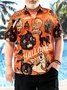Big Size Black Cat Chest Pocket Short Sleeve Hawaiian Shirt