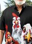 Big Size Rooster Chest Pocket Short Sleeve Casual Shirt