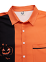 Men's Halloween Pumpkin Print Casual Breathable Short Sleeve Shirt