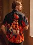 Angry Rooster Chest Pocket Short Sleeve Casual Shirt
