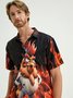 Angry Rooster Chest Pocket Short Sleeve Casual Shirt