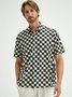 Funky Checkerboard Chest Pocket Short Sleeve Shirt