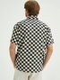Funky Checkerboard Chest Pocket Short Sleeve Shirt