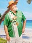 Big Size Animal Frog Chest Pocket Short Sleeve Bowling Shirt