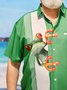 Big Size Animal Frog Chest Pocket Short Sleeve Bowling Shirt