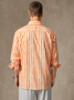 Striped Stitching Contrasting Plant Flowers Long Sleeve Casual Shirt