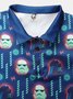 Sci Fi Ombre Robot Button Long Sleeve Casual Polo Shirt
