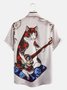Men's Ukiyo-e Funny Print Casual Breathable Short Sleeve Shirt