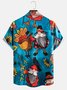 Mens Thanks giving Turkey Print Front Buttons Soft Breathable Chest Pocket Casual Hawaiian Shirt