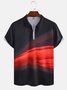 Casual Art Collection Abstract 3D Striped Element Pattern Lapel Short Sleeve Polo Print Top