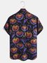 Men's Halloween Pumpkin Bat Element Graphic Print Short Sleeve Shirt