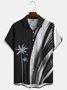 Men's 3D Line Coconut Tree Print Casual Breathable Hawaiian Short Sleeve Shirt