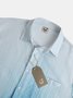 Mens Ombre Gradient Print Front Buttons Soft Breathable Chest Pocket Casual Hawaiian Shirt