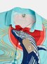 Japanese Ukiyoe Whale Chest Pocket Short Sleeve Hawaiian Shirt