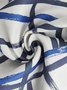 Cotton and linen style American casual basic all-match geometric striped linen shirt