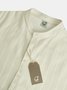 Men's Striped Stand Collar Half Open Long Sleeve Shirt