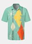 Men Printed Casual Summer Polyester Pockets Shirt Collar No Elasticity Regular H-Line Shirt