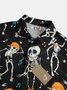 Men's Halloween Skull Graphic Print Short Sleeve Shirt