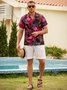 Men's Botanical Flamingo Print Casual Short Sleeve Hawaiian Shirt