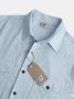Men's Cotton Linen Style Work Pocket Long Sleeve Shirt