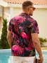 Men's Botanical Flamingo Print Casual Short Sleeve Hawaiian Shirt