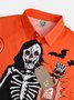 Men's Halloween Skull Print Short Sleeve Hawaiian Shirt with Chest Pocket