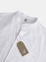 Cotton Linen Style American Casual Linen Multi Pocket Long Sleeve Linen Shirt