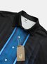 Gradient Striped Chest Pocket Short Sleeve Bowling Shirt