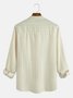 Men's Striped Stand Collar Half Open Long Sleeve Shirt