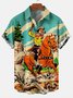 Men's Retro Western Cowboy Pocket Equestrian Casual Loose Comics Print Up To 4XLT Shirt