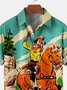 Men's Retro Western Cowboy Pocket Equestrian Casual Loose Comics Print Up To 4XLT Shirt