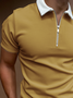 Casual Shirt Collar Plain Short Sleeve Polo Shirt