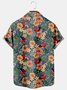 Holiday Style Hawaiian Series Plant Flower Leaf Element Lapel Short-Sleeved Shirt Print Top