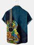 Mens Boho Folk Guitar Casual Breathable Short Sleeve Hawaiian Shirts