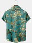 Mens Retro Van Gogh Almond Blossoms Painting Lapel Loose Short Sleeve Funky Hawaiian Shirts