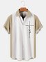 Mens Crucifix Print Casual Breathable Short Sleeve Bowling Shirt