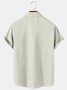 Mens Basic Stripes Print Lapel Chest Pocket Short Sleeve Bowling Shirts