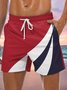 Geometric Color Block Graphic Men's Casual Beach Shorts