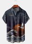 Men's Ukiyo-e Print Casual Breathable Hawaiian Short Sleeve Shirt
