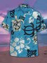 Mens Sea Turtle Print Lapel Loose Short Sleeve Funky Hawaiian Shirts