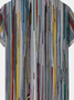 Cotton and Linen Style American Geometric Stripe Print Linen Shirt